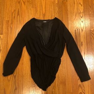 Misguided Black Bodysuit Blouse
